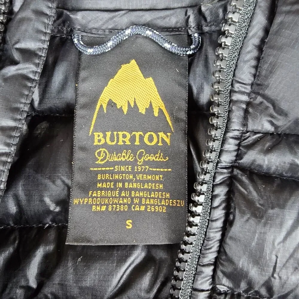 Burton Women's Evergreen Long Down Puffer Jacket Size S Black Full Zip Hooded